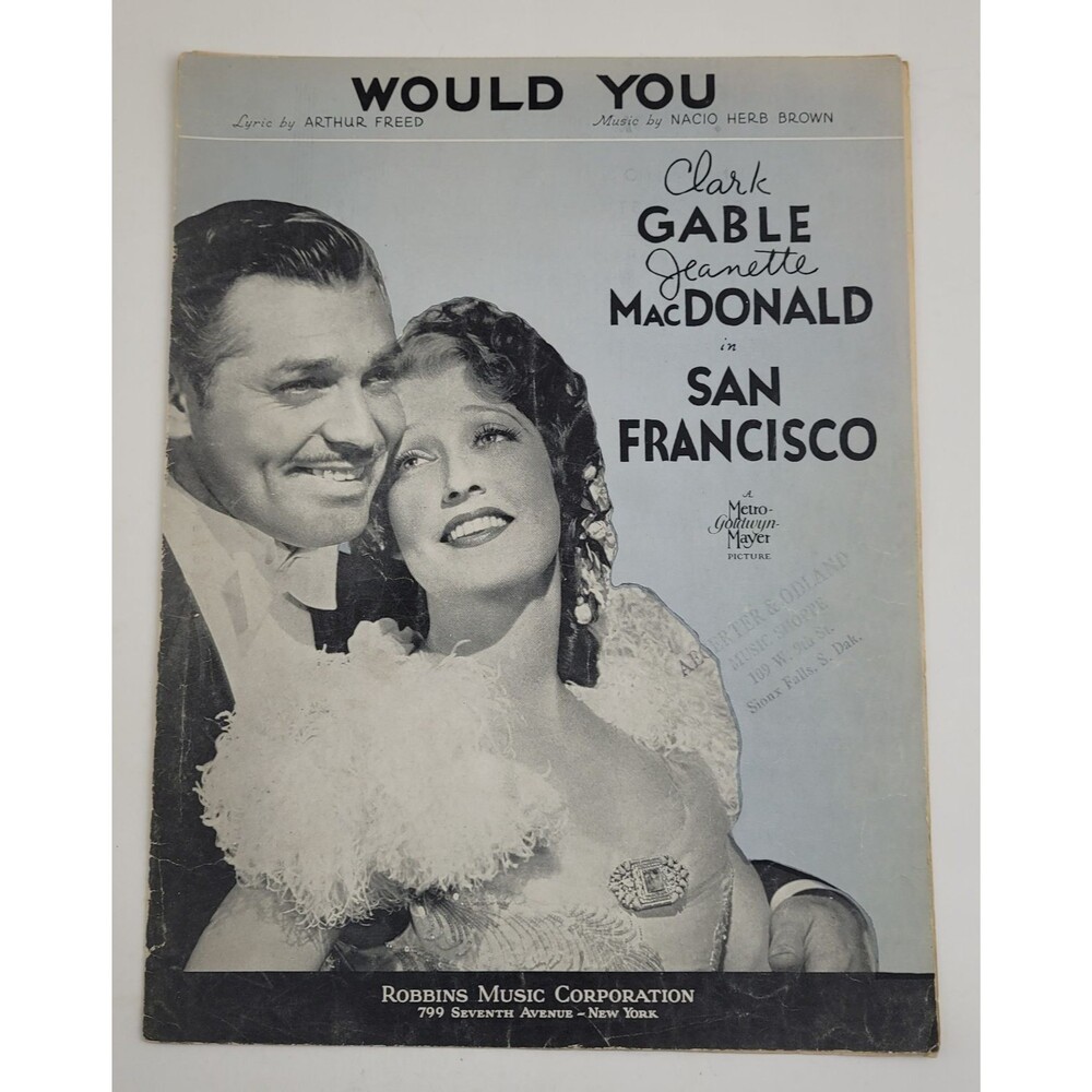 'Would You' - Vtg 1936 sheet music - Clark Gable, Jeanett MacDonald #SM3